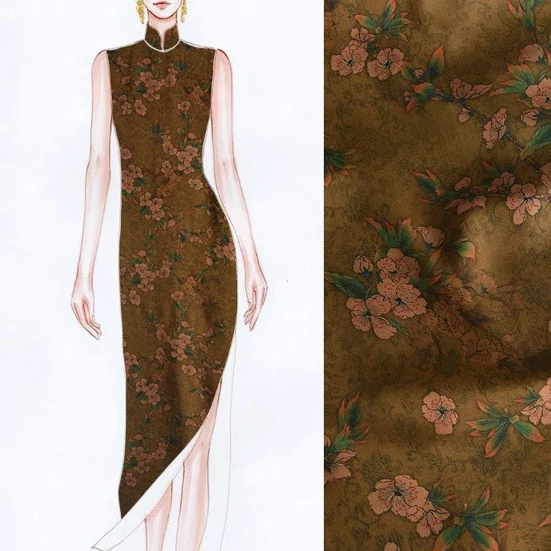 145CM Wide 200G/M 100% Rayon Fabric for Summer Dress Cheongsam Blouse,Soft Smooth Fabric with Pink Floral on Coffee Color R435
145CM Wide 200G/M 100% Rayon Fabric for Summer Dress Cheongsam Blouse,Soft Smooth Fabric with Pink Floral on Coffee Color R435