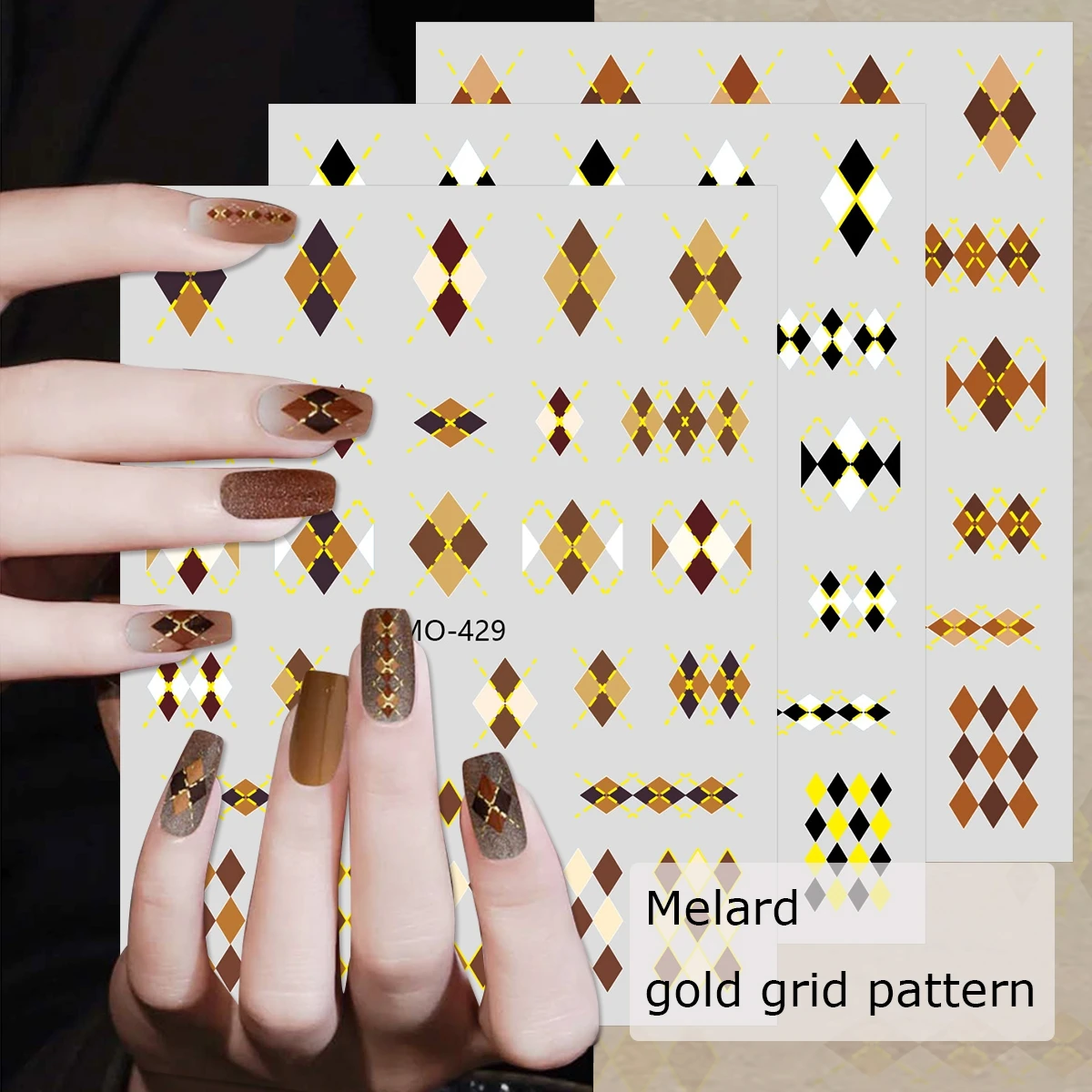 3/6 Sheets 5D Geometric Nail Art Stickers Brown Black Gold Diamond Grid Self Adhesive Nail Decals for DIY Manicure
3/6 Sheets 5D Geometric Nail Art Stickers Brown Black Gold Diamond Grid Self Adhesive Nail Decals for DIY Manicure