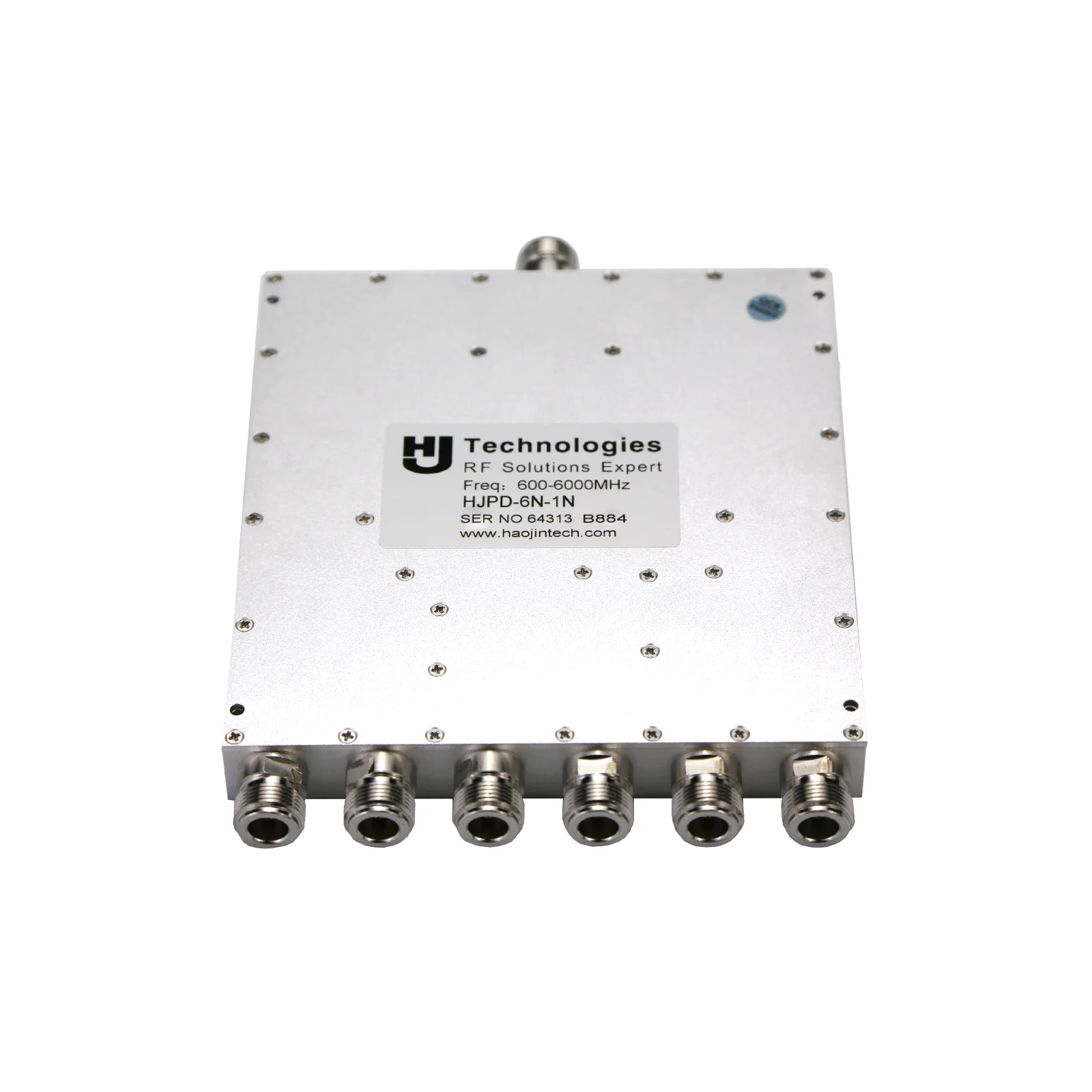 HJPD-6N-1N-0.6/6 N Type 6-Way RF Splitter Combiner 0.6-6GHz For Wireless Test Systems Power Divider
HJPD-6N-1N-0.6/6 N Type 6-Way RF Splitter Combiner 0.6-6GHz For Wireless Test Systems Power Divider