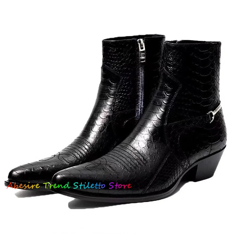 New Black Genuine Leather Chelsea Boots Men's Cow Suede Pointed Embroidery Decoration Side Zipper Chunky Heel Short Booties
New Black Genuine Leather Chelsea Boots Men's Cow Suede Pointed Embroidery Decoration Side Zipper Chunky Heel Short Booties