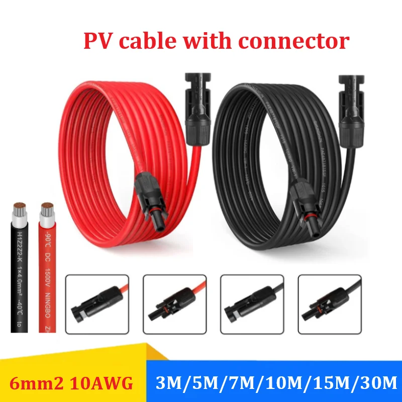 PowMr Black Red 3M 5M 7M 10M 15M 30M Solar Photovoltaic Line 6mm2 10AWG PV Cable with Connectors Solar System PV Extensions Wire
PowMr Black Red 3M 5M 7M 10M 15M 30M Solar Photovoltaic Line 6mm2 10AWG PV Cable with Connectors Solar System PV Extensions Wire