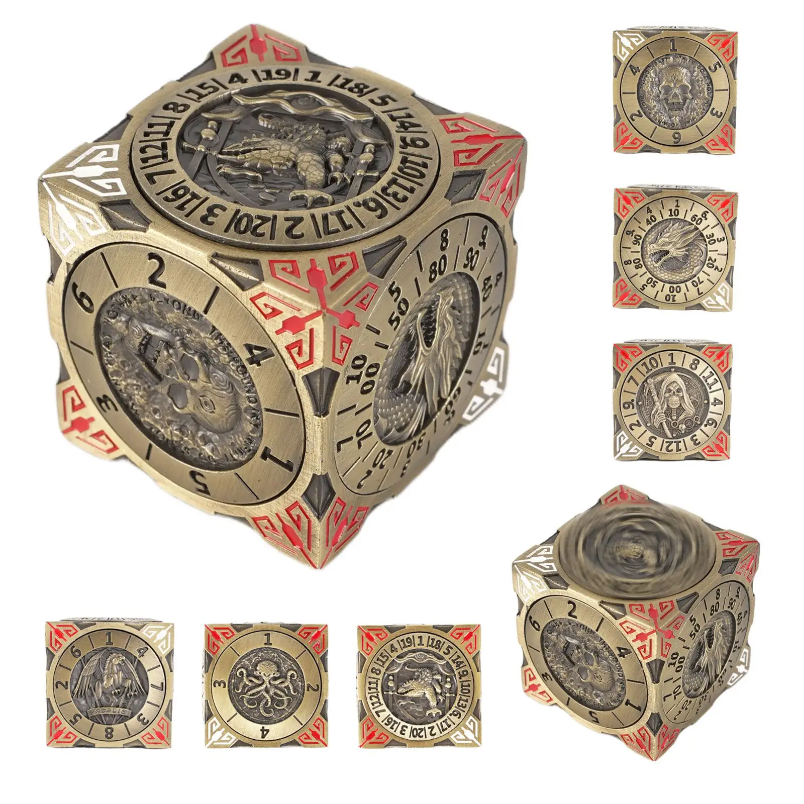 7 in 1 Spin the dice D&D Dice, DND Metal Roulette Dice Set with Gift Box, Dungeon and Dragon Role Playing Game Dice 
7 in 1 Spin the dice D&D Dice, DND Metal Roulette Dice Set with Gift Box, Dungeon and Dragon Role Playing Game Dice