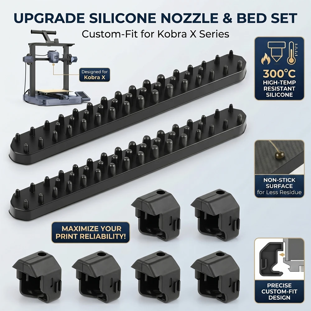 3D Printer Hot End Silicone Sleeve for Kobra X Anti Clogging Nozzle Cleaner Brush 300 Degree Heat Block Shield Maintenance Kit
3D Printer Hot End Silicone Sleeve for Kobra X Anti Clogging Nozzle Cleaner Brush 300 Degree Heat Block Shield Maintenance Kit