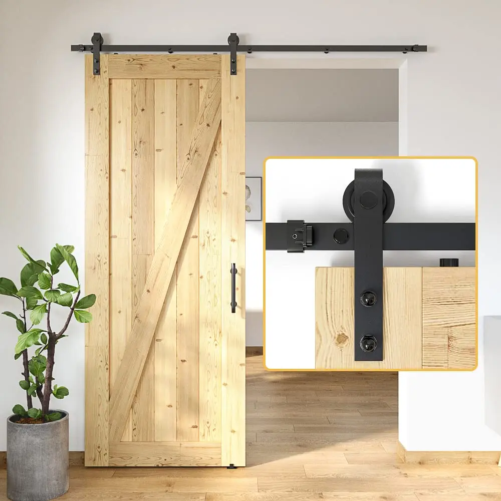 J-shaped Barn Door Hardware Kit Sliding Door Roller Track Set Black Carbon Steel For Single Door Hardware System Easy To Install
J-shaped Barn Door Hardware Kit Sliding Door Roller Track Set Black Carbon Steel For Single Door Hardware System Easy To Install