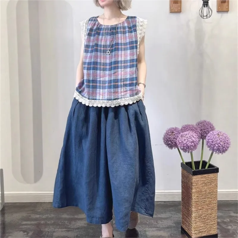 .Johnature Contrast Lace Plaid Sleeveless Shirt Women Summer 2025 New Fashion Loose Versatile Tops
.Johnature Contrast Lace Plaid Sleeveless Shirt Women Summer 2025 New Fashion Loose Versatile Tops