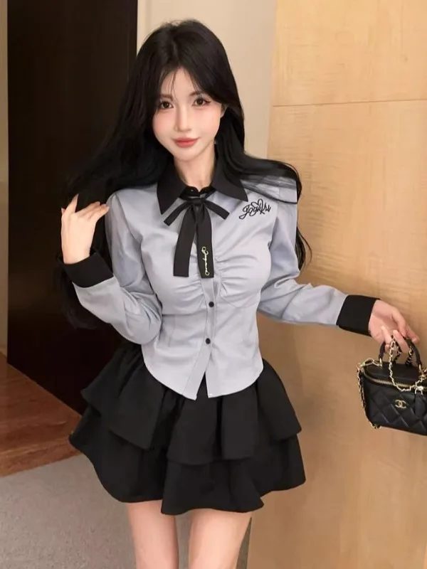 Slim Fit Collar Shirt Women's Single Button Black Cake Skirt Set Korean Style Commute Casual Long Sleeve Regular Length
Slim Fit Collar Shirt Women's Single Button Black Cake Skirt Set Korean Style Commute Casual Long Sleeve Regular Length
