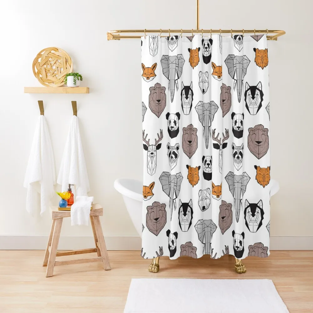 Friendly geometric animals // white background black and white orange grey and taupe brown animals Shower Curtain
Friendly geometric animals // white background black and white orange grey and taupe brown animals Shower Curtain