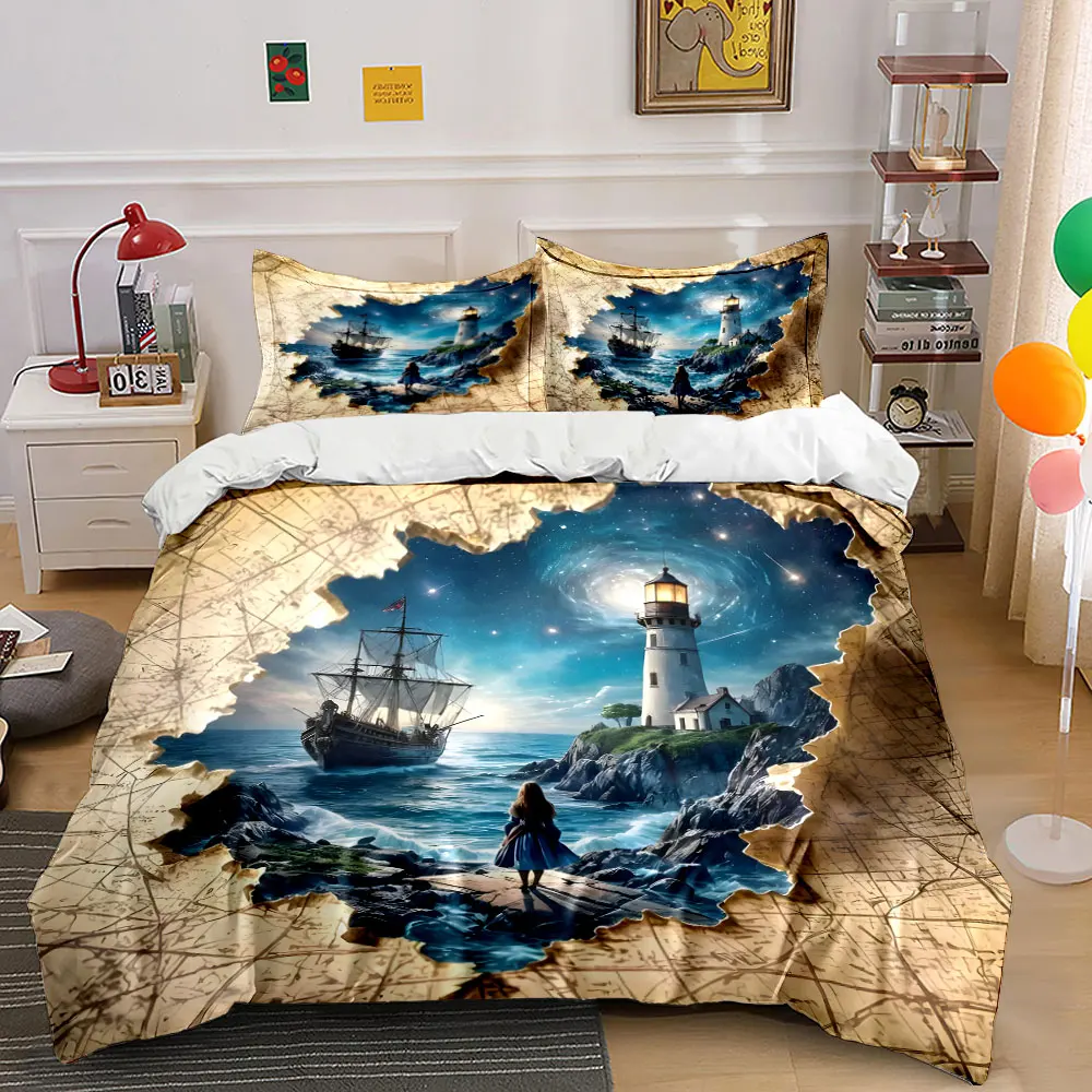 Magical lighthouse with exploring ship Pattern Duvet Cover Set Digital Print Colorful Polyester Bedding with Zipper Closur
Magical lighthouse with exploring ship Pattern Duvet Cover Set Digital Print Colorful Polyester Bedding with Zipper Closur