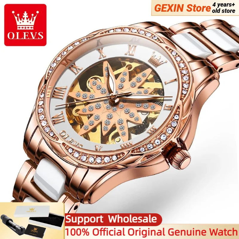 OLEVS 6681 Full Diamond Watch Women Roman Scale Hollow Skeleton Stainless steel Elegant Ceramic Strap Watches Bracelet Set
OLEVS 6681 Full Diamond Watch Women Roman Scale Hollow Skeleton Stainless steel Elegant Ceramic Strap Watches Bracelet Set