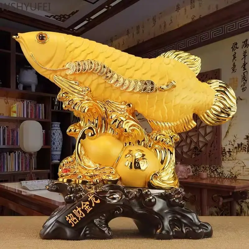 Golden Dragon Fish Wealth Ornament Home and Living Room Decorations Office Housewarming, Opening, Gift Giving Resin Crafts
Golden Dragon Fish Wealth Ornament Home and Living Room Decorations Office Housewarming, Opening, Gift Giving Resin Crafts