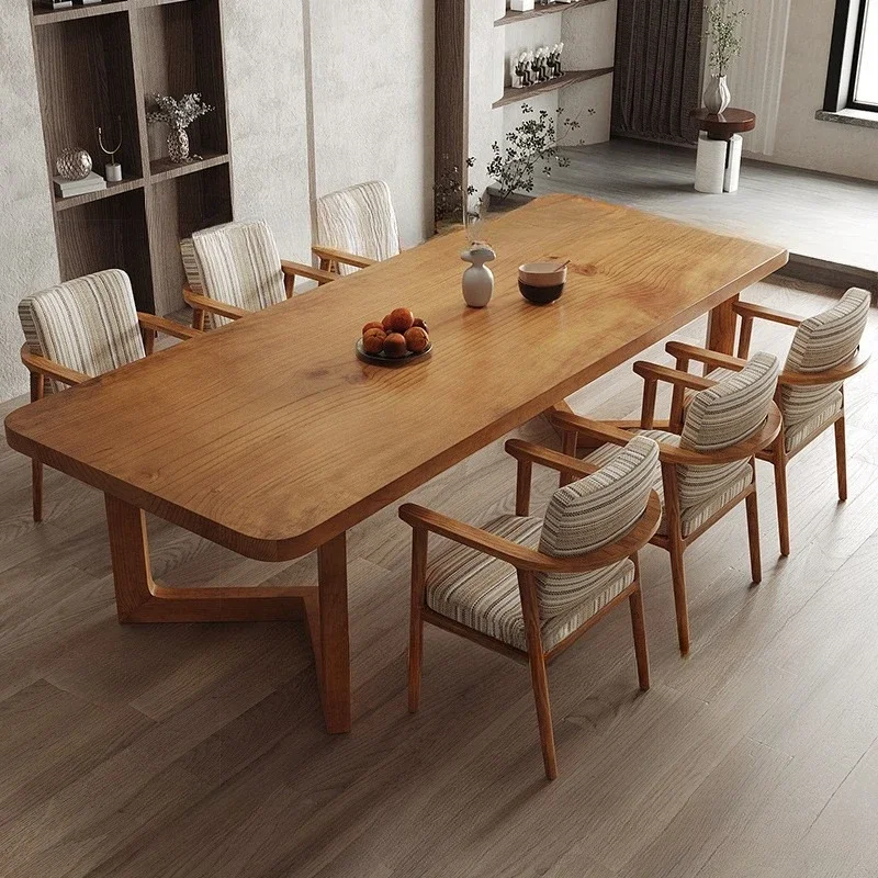 Nordic all-solid wood dining table and chairs combination log rectangular worktable household integration
Nordic all-solid wood dining table and chairs combination log rectangular worktable household integration