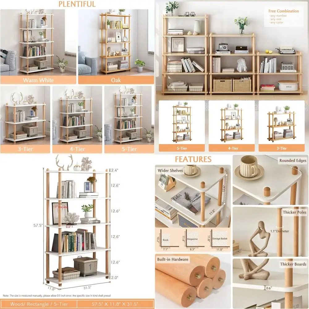 5-Tier Wooden Bookcase - Open Shelving Storage Rack, Multifunctional Display Stand for Home and Office, White
5-Tier Wooden Bookcase - Open Shelving Storage Rack, Multifunctional Display Stand for Home and Office, White