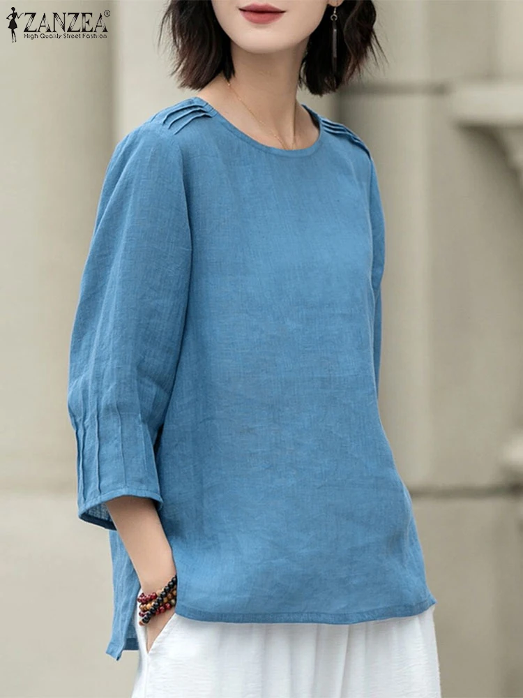 ZANZEA Women Pleating Edge Tunics 2025 Summer Solid Color Blouse Holiday Oversized 3/4 Sleeve Shirts Korean Fashion O-neck Tops
ZANZEA Women Pleating Edge Tunics 2025 Summer Solid Color Blouse Holiday Oversized 3/4 Sleeve Shirts Korean Fashion O-neck Tops
