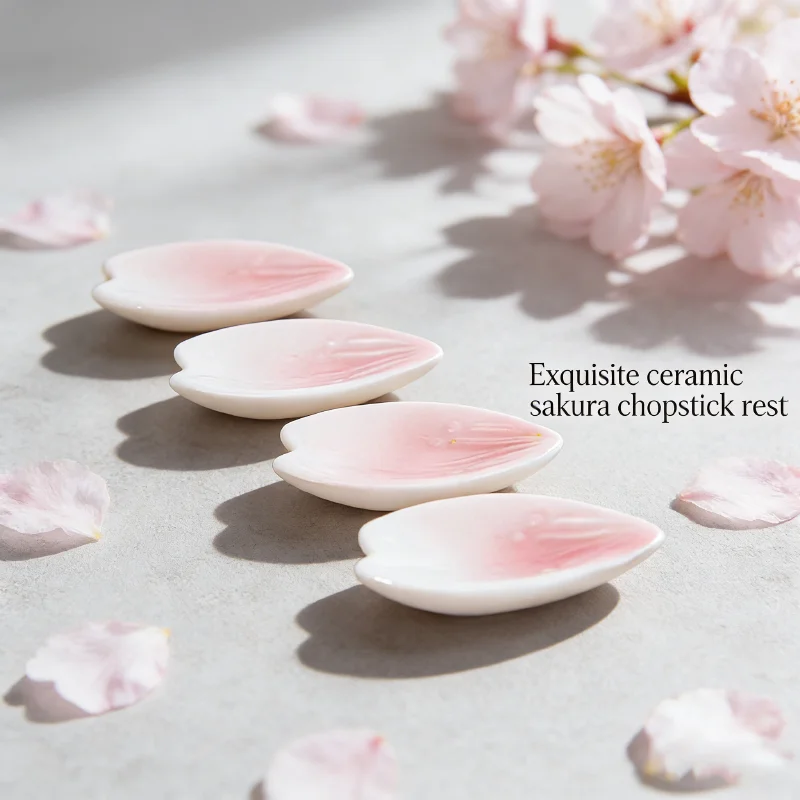 Cute Pink Sakura Petal Ceramic Chopstick Rests - Elegant Japanese Style, High-Value Tableware
Cute Pink Sakura Petal Ceramic Chopstick Rests - Elegant Japanese Style, High-Value Tableware