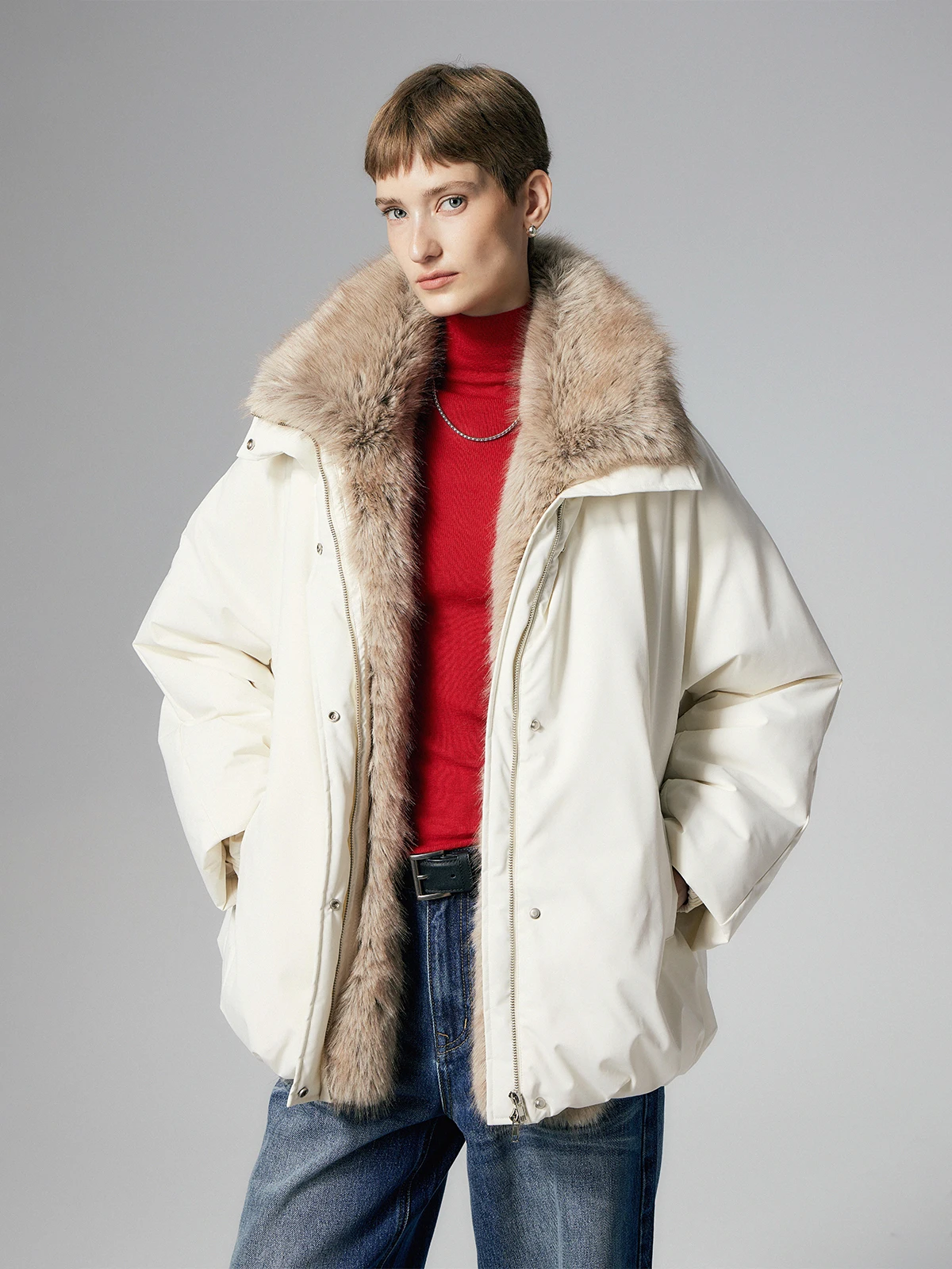 Thoransaura Thiened Carbon Nano 95 White Goose down Parka Fur Collar Detachable Eco-friendly Fur Casual Loose Fit Women's d...
Thoransaura Thiened Carbon Nano 95 White Goose down Parka Fur Collar Detachable Eco-friendly Fur Casual Loose Fit Women's d...