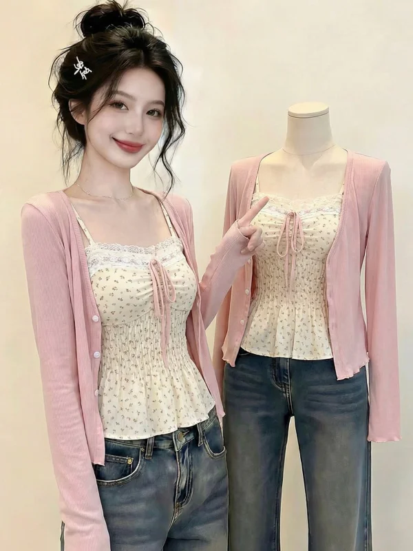 Summer 2026 New plus Size Beautiful Floral Vest Pink Sunscreen Outerwear Cardigan Top Set Fashionable Korean Style Women's Set
Summer 2026 New plus Size Beautiful Floral Vest Pink Sunscreen Outerwear Cardigan Top Set Fashionable Korean Style Women's Set