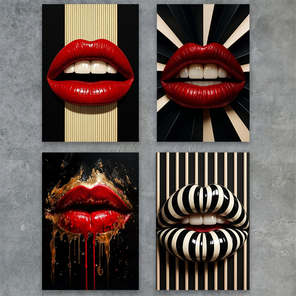 Minimalist Red Lips Canvas Painting Bold Mouth Art Gold Stripes Poster Modern Pop Art Decor Girls Bedroom Office Wall Decor
Minimalist Red Lips Canvas Painting Bold Mouth Art Gold Stripes Poster Modern Pop Art Decor Girls Bedroom Office Wall Decor
