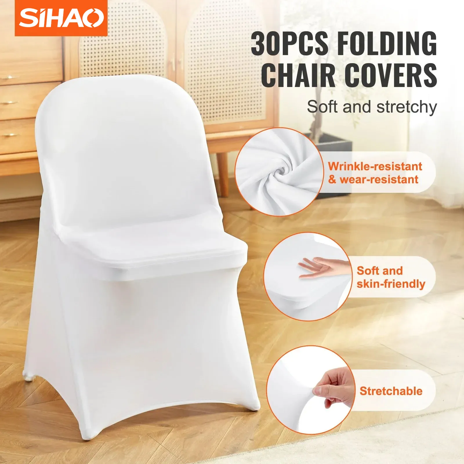 SIHAO 30 PCS White Wedding Chair Covers - Elastic Spandex Slipcovers for Banquet, Restaurant, Hotel, Party & Event, Easy Wash
SIHAO 30 PCS White Wedding Chair Covers - Elastic Spandex Slipcovers for Banquet, Restaurant, Hotel, Party & Event, Easy Wash