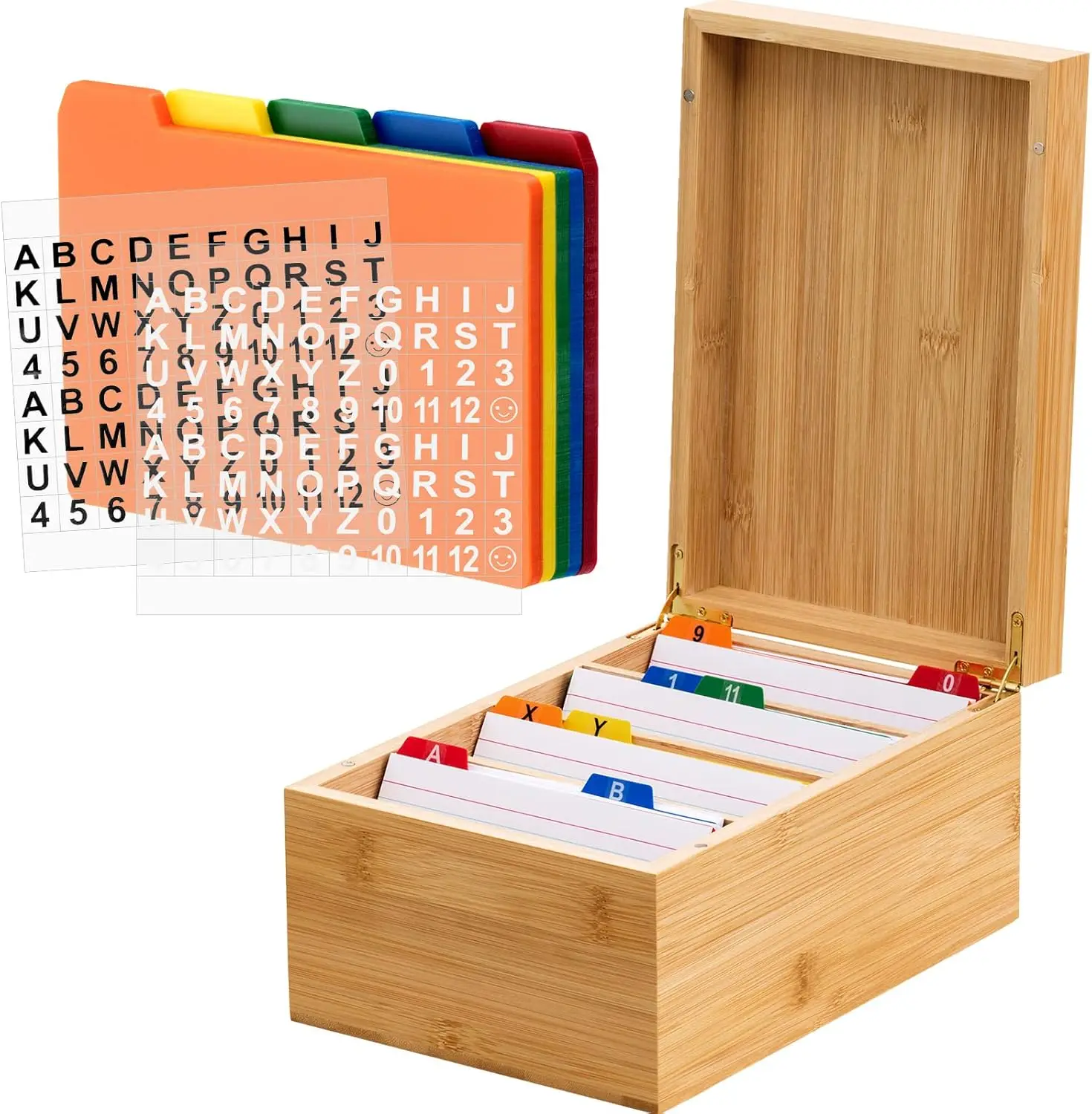 Bamboo Index Card Holder Box Set, 4x6 inch, Holds 1200 Cards, 50 Dividers & Stickers
Bamboo Index Card Holder Box Set, 4x6 inch, Holds 1200 Cards, 50 Dividers & Stickers