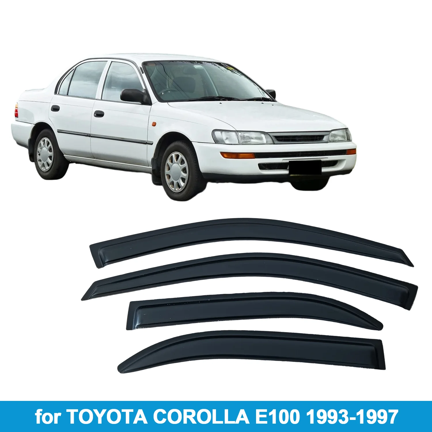 Window Visor for TOYOTA COROLLA E100 1993-1997 Rain Guard Side Vent Deflector Weathershield Outside-Mount Tape On
Window Visor for TOYOTA COROLLA E100 1993-1997 Rain Guard Side Vent Deflector Weathershield Outside-Mount Tape On