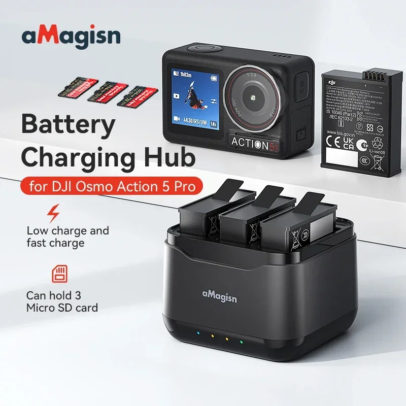 Battery Charger for DJI Osmo Action 5 Pro, Multiple Protection & Safe Charging,3-Channel Battery Charger
Battery Charger for DJI Osmo Action 5 Pro, Multiple Protection & Safe Charging,3-Channel Battery Charger