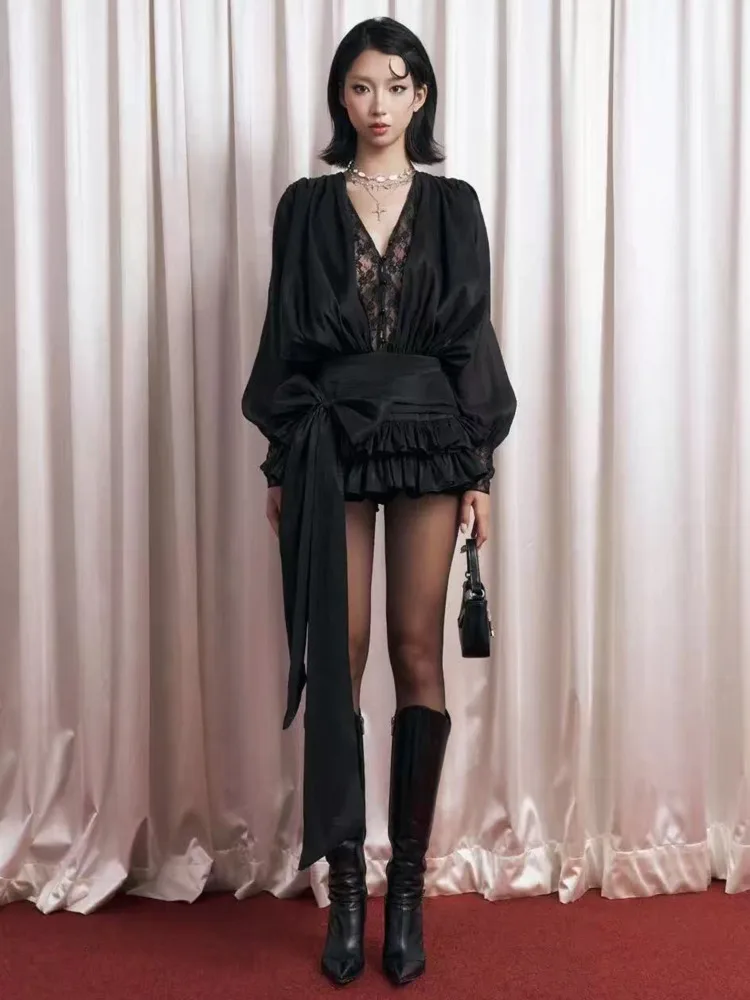 PuTao Black Cocktail Dress Lace Patchwork Puff Sleeve High Waist Frill Mini Gown Women Banquet Prom Club Formal Evening Outfit
PuTao Black Cocktail Dress Lace Patchwork Puff Sleeve High Waist Frill Mini Gown Women Banquet Prom Club Formal Evening Outfit