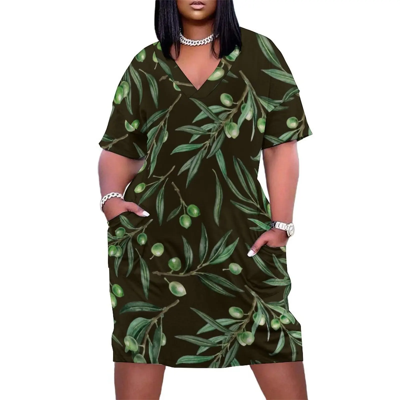 Olive branches watercolor on black Loose Pocket Dress Long veiled dresses summer dress woman 2025
Olive branches watercolor on black Loose Pocket Dress Long veiled dresses summer dress woman 2025