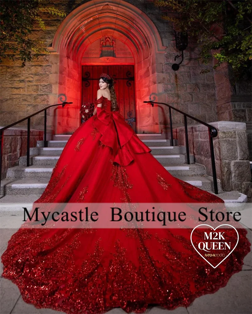 Mexico Red Lace Sequins Quinceanera Dress Ball Gown 2025 With Bow Off Shoulder Beaded Sweet 15 Dress Birthday Gown Customized
Mexico Red Lace Sequins Quinceanera Dress Ball Gown 2025 With Bow Off Shoulder Beaded Sweet 15 Dress Birthday Gown Customized