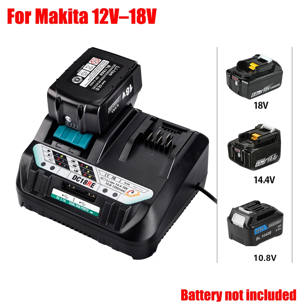 Lithium Battery Fast Charger Portable Dual-Port Charger for Makita 12V–18V Lithium Batteries Power Tool Battery Charging Station
Lithium Battery Fast Charger Portable Dual-Port Charger for Makita 12V–18V Lithium Batteries Power Tool Battery Charging Station