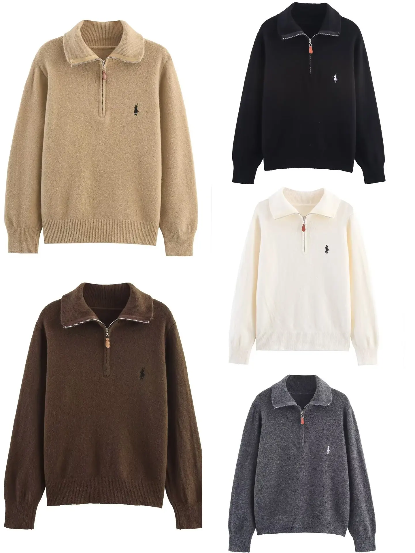 Korean embroidered semi-zipper lapel sweater in autumn and winter new loose versatile sweater top
Korean embroidered semi-zipper lapel sweater in autumn and winter new loose versatile sweater top