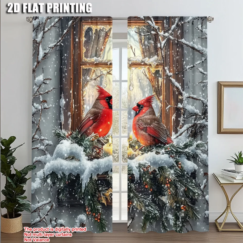 2pcs, Minimalist Curtains 2D print Winter Cardinal Birds & Snowy Window Scene 100% Polyester (without rod) Room Decor Use for
2pcs, Minimalist Curtains 2D print Winter Cardinal Birds & Snowy Window Scene 100% Polyester (without rod) Room Decor Use for
