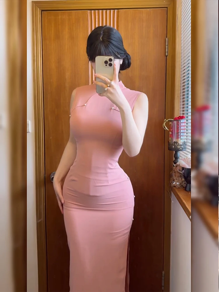 Keni plus Size Traditional Chinese Style Pink Qipao Dress Women Summer Flattering Bodycon Skirt High Waist A-Line Dress
Keni plus Size Traditional Chinese Style Pink Qipao Dress Women Summer Flattering Bodycon Skirt High Waist A-Line Dress