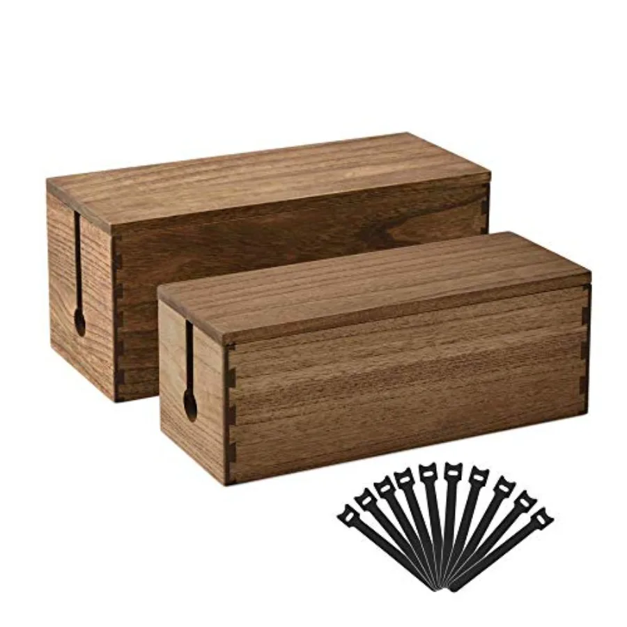 Wooden Cable Management Box Set of 2 - Solid Wood Large and Small Cord Organizer Hides Power Strips Chargers and Wires for Desk
Wooden Cable Management Box Set of 2 - Solid Wood Large and Small Cord Organizer Hides Power Strips Chargers and Wires for Desk
