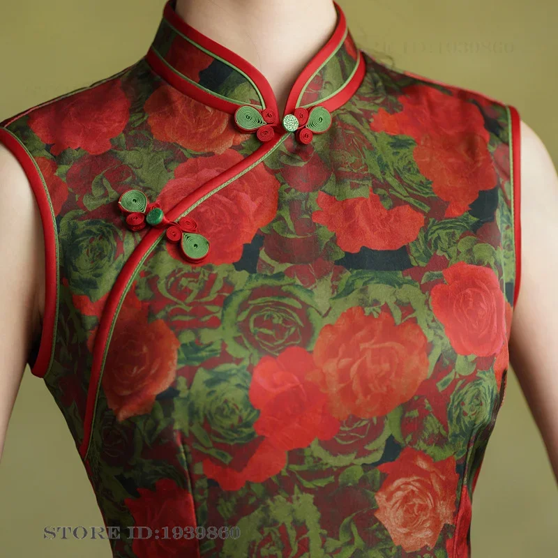 Sexy Slim Split Cheongsam Vintage Mandarin Collar Womens Vestidos New Chinese Style Print Flower Sleeveless Qipao Chinese Dress
Sexy Slim Split Cheongsam Vintage Mandarin Collar Womens Vestidos New Chinese Style Print Flower Sleeveless Qipao Chinese Dress