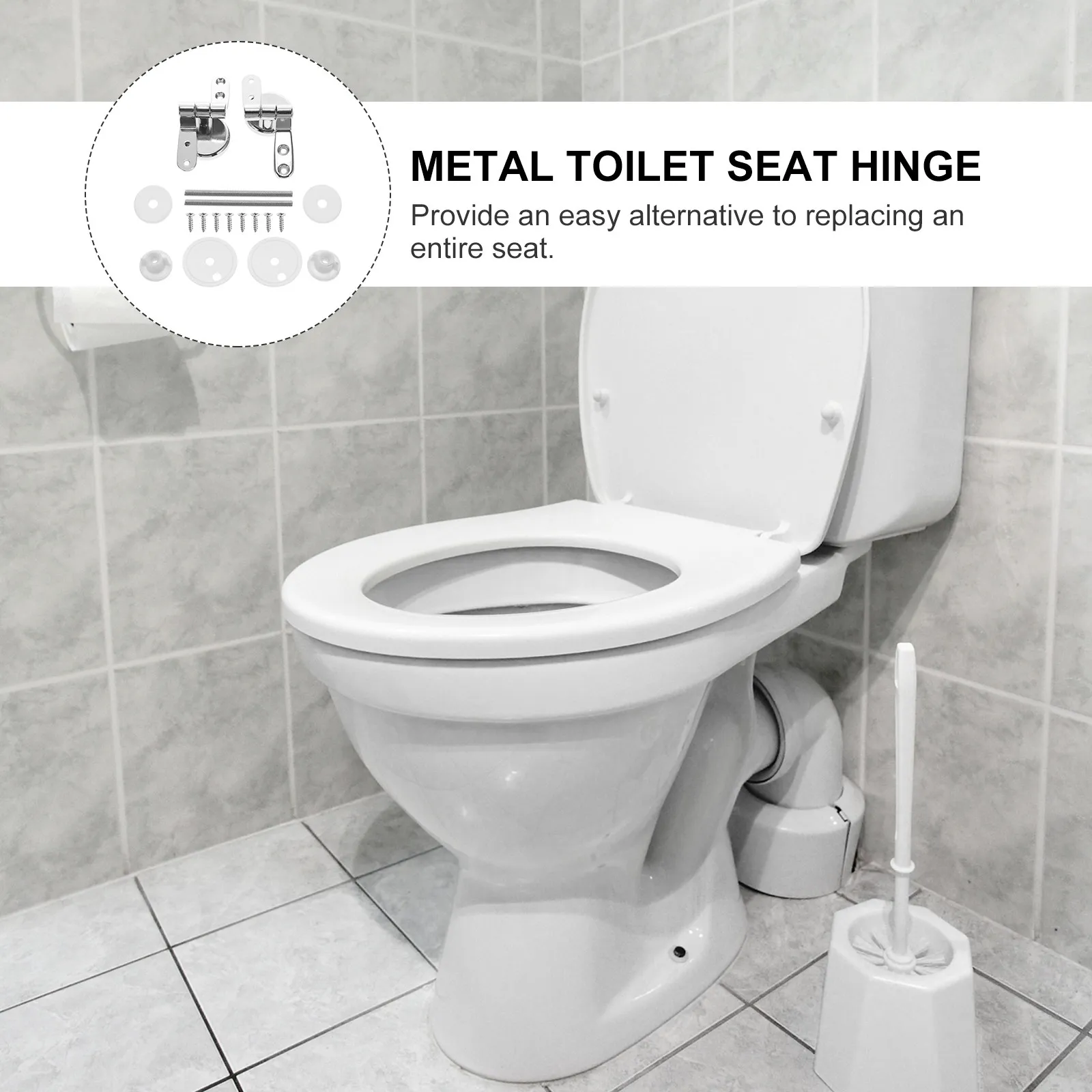 1Set Toilet Seat Hinges Heavy Duty Metal Fixing Kit Easy Install Replacement for Standard Toilet Lid Hinges Screw Fittings
1Set Toilet Seat Hinges Heavy Duty Metal Fixing Kit Easy Install Replacement for Standard Toilet Lid Hinges Screw Fittings