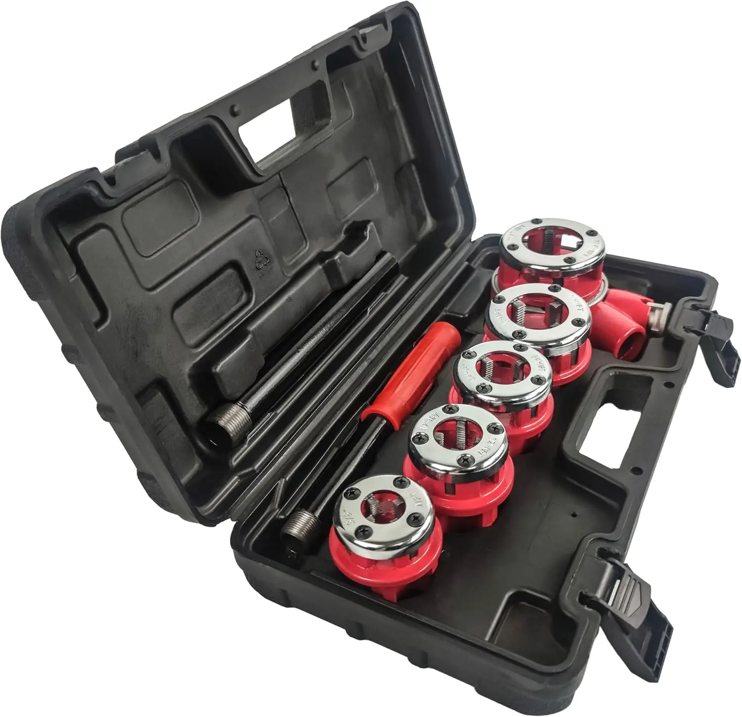 Ratcheting Pipe Threader Kit with 5 Dies for 3/8", 1/2", 3/4", 1", 1-1/4" Sizes - Easy DIY Tool
Ratcheting Pipe Threader Kit with 5 Dies for 3/8", 1/2", 3/4", 1", 1-1/4" Sizes - Easy DIY Tool