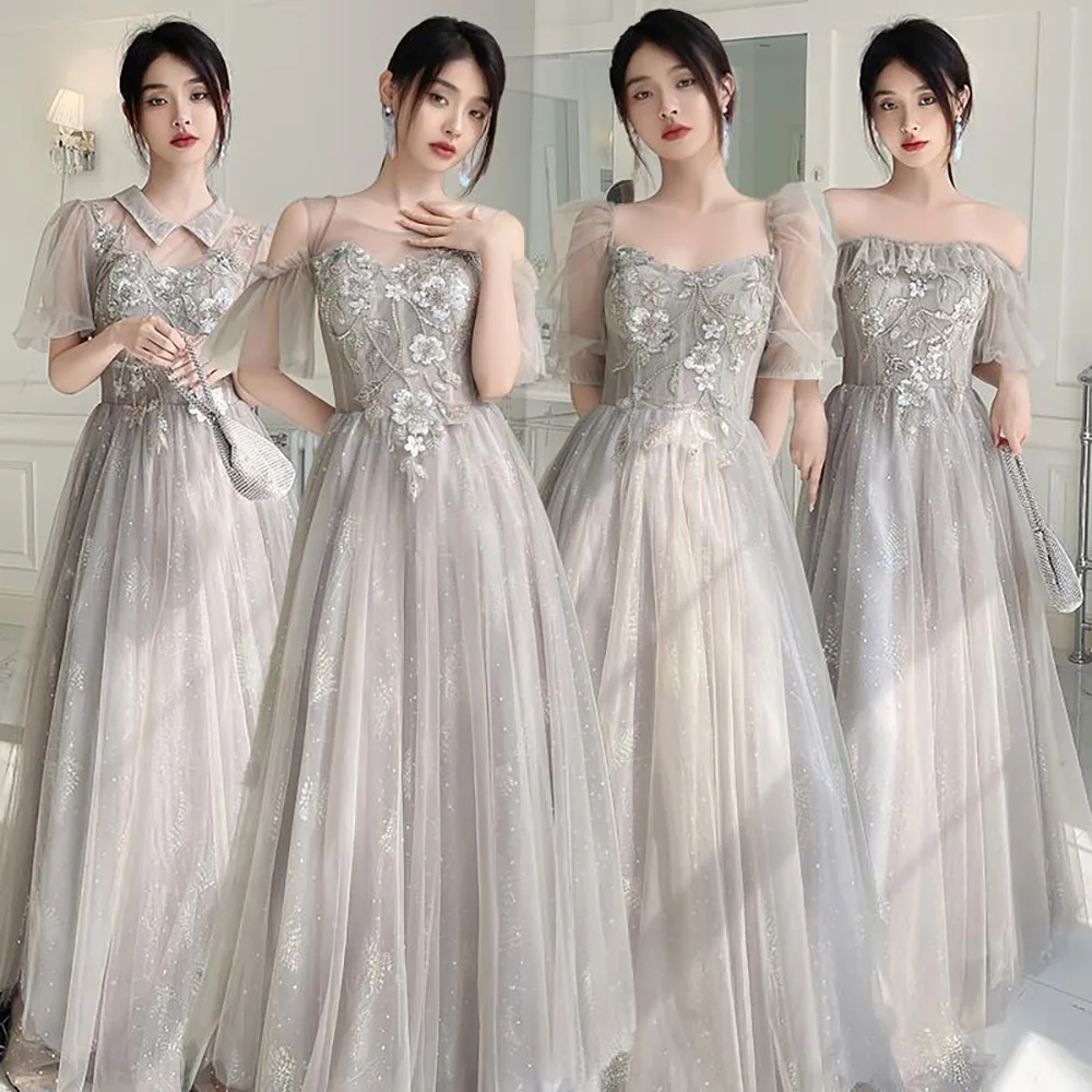 Embroidery Bridesmaid Long Dress Women Party Banquet Shiny Grey Tulle Dresses Graduation Season Girls Formal Evening Dresses
Embroidery Bridesmaid Long Dress Women Party Banquet Shiny Grey Tulle Dresses Graduation Season Girls Formal Evening Dresses