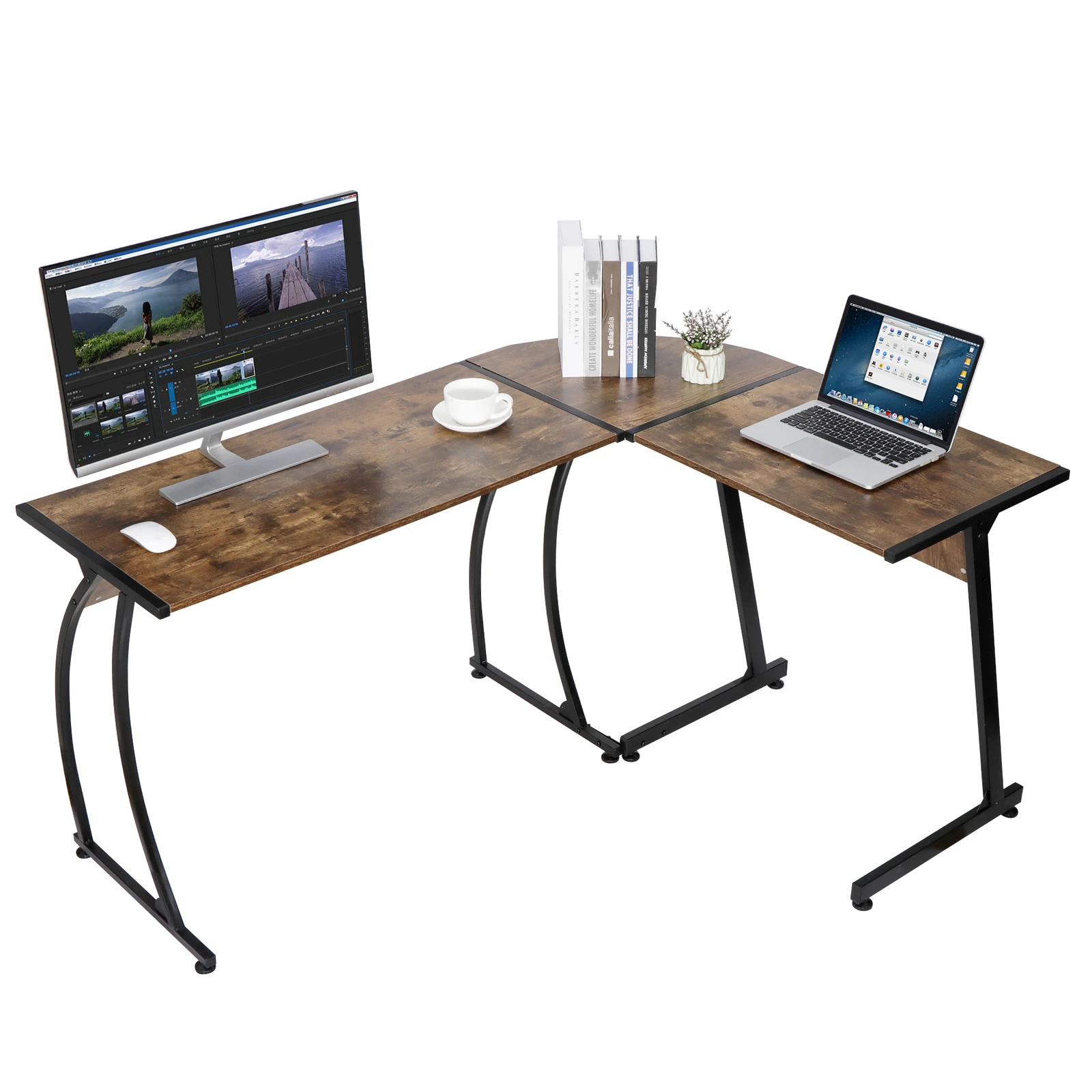 58" L-Shaped Gaming Desk Corner Computer Desk PC Laptop Table Workstation Brown
58" L-Shaped Gaming Desk Corner Computer Desk PC Laptop Table Workstation Brown