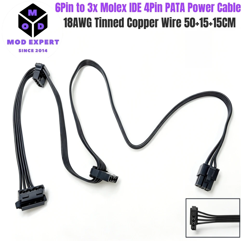 6Pin to 3 Molex Angled, PERIF PATA IDE 4Pin Power Cable for Corsair AX-i Modular PSUs, AX760i, AX860i, AX1200i, AX1500i, AX1600i
6Pin to 3 Molex Angled, PERIF PATA IDE 4Pin Power Cable for Corsair AX-i Modular PSUs, AX760i, AX860i, AX1200i, AX1500i, AX1600i