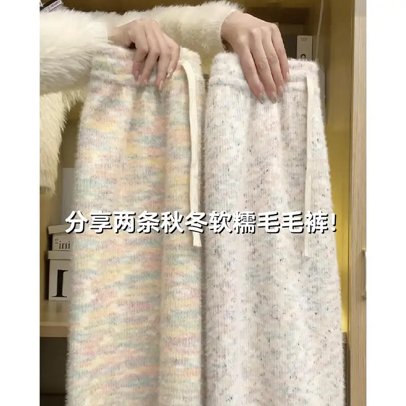 Осенне-зимние липкие рисовые брюки для девочек, минималистичные универсальные широкие брюки, свободные вязаные прямые брюки с высокой талией на флисовой подкладке
Осенне-зимние липкие рисовые брюки для девочек, минималистичные универсальные широкие брюки, свободные вязаные прямые брюки с высокой талией на флисовой подкладке