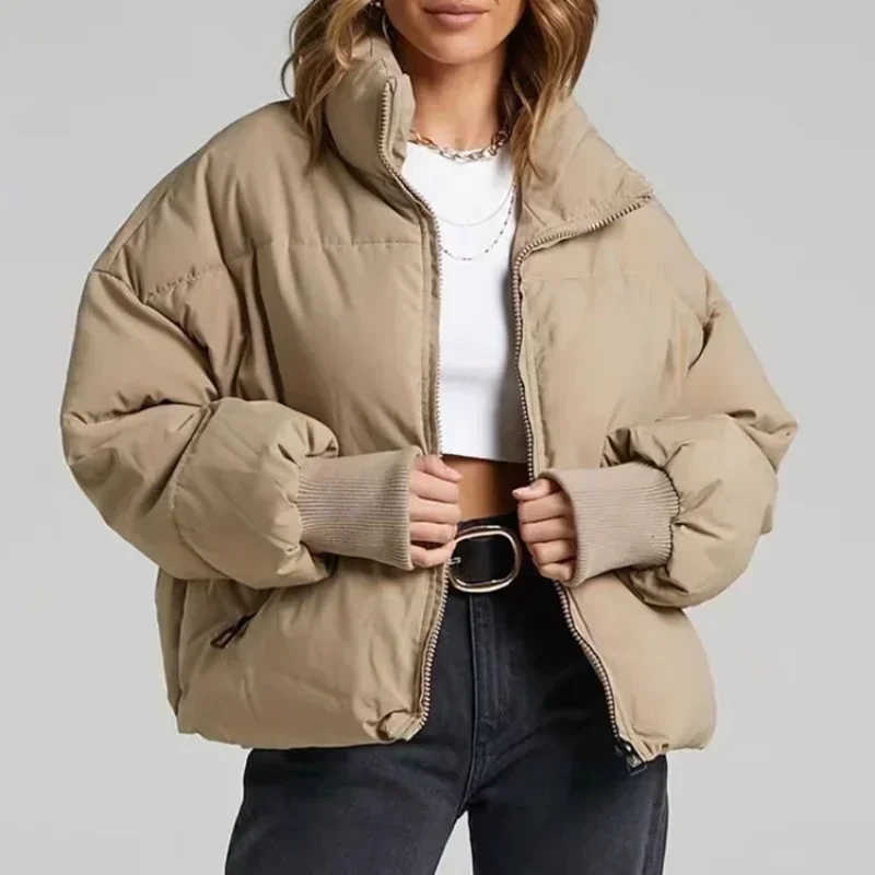Cotton Winter New Stand Collar Zipper Pocket Thickened Warm Cotton-padded Jacket Coat Women
Cotton Winter New Stand Collar Zipper Pocket Thickened Warm Cotton-padded Jacket Coat Women