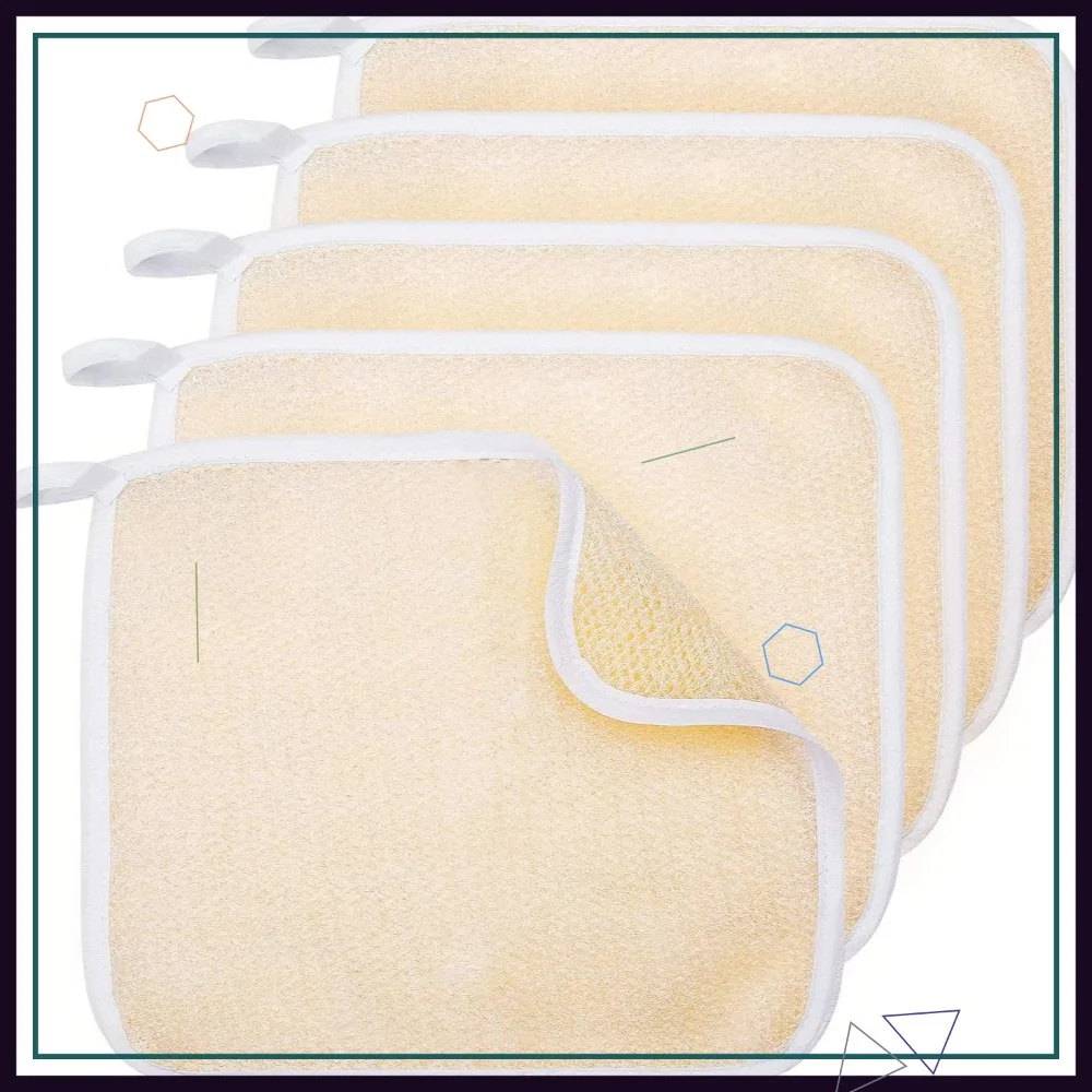 5 Pcs Exfoliating Face and Body Wash Cloths, Weave Bath Scrub Towel for Women and Men, 10.23 x 8.66 Inch (Beige Edge)
5 Pcs Exfoliating Face and Body Wash Cloths, Weave Bath Scrub Towel for Women and Men, 10.23 x 8.66 Inch (Beige Edge)