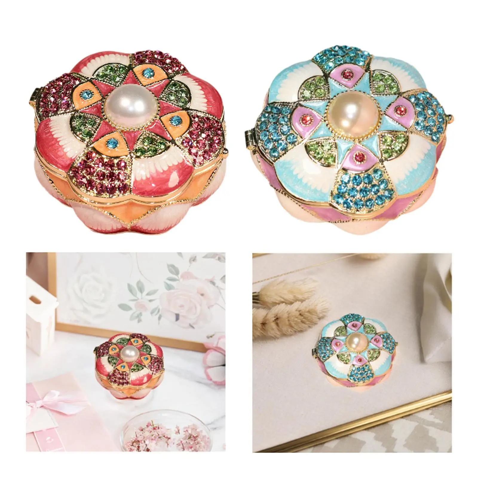 Enamel Trinket Box Collectible Gift Alloy Home Decor Ornament Dresser Jewelry Box for Bracelets Rings Necklaces Pendants Charms
Enamel Trinket Box Collectible Gift Alloy Home Decor Ornament Dresser Jewelry Box for Bracelets Rings Necklaces Pendants Charms
