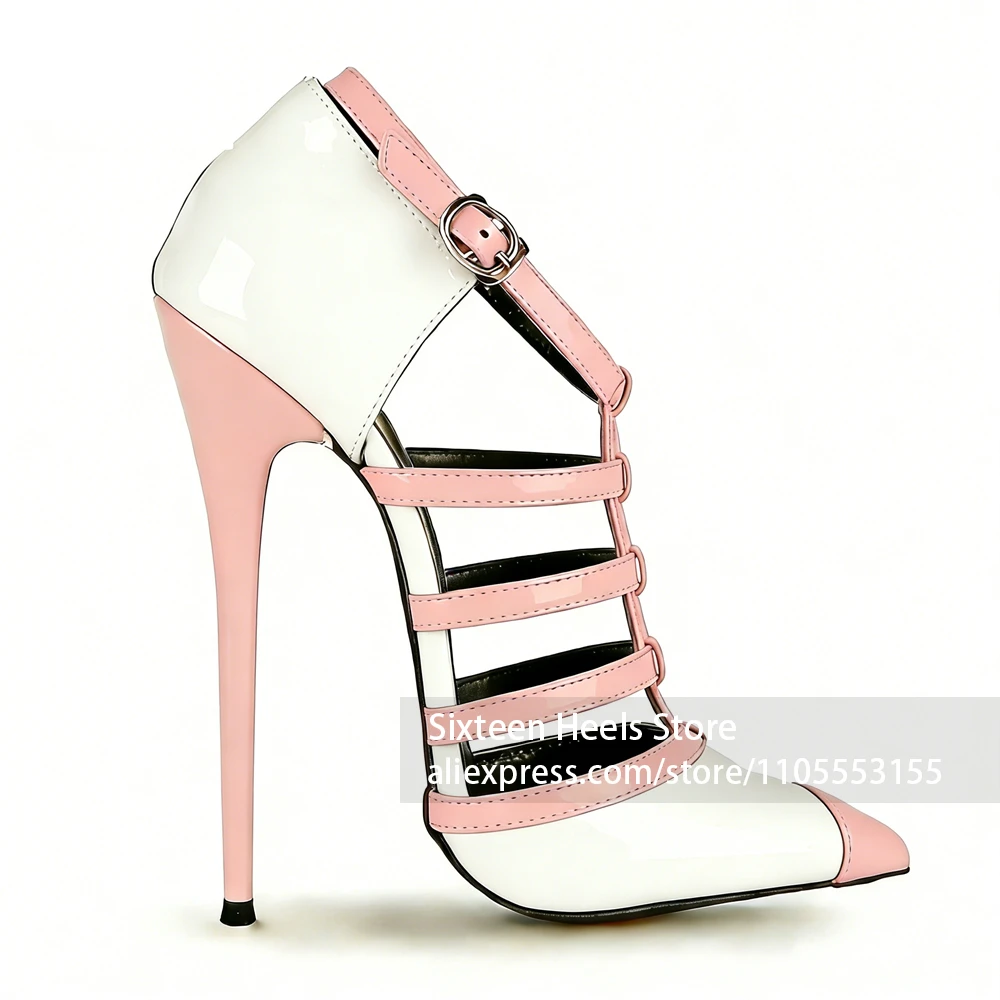 16cm Pointed Toe Cage Style Pumps Ankle Buckle Stiletto High Heels Color Blocked Handmade Women's Summer Shoes Custom Multicolor
16cm Pointed Toe Cage Style Pumps Ankle Buckle Stiletto High Heels Color Blocked Handmade Women's Summer Shoes Custom Multicolor