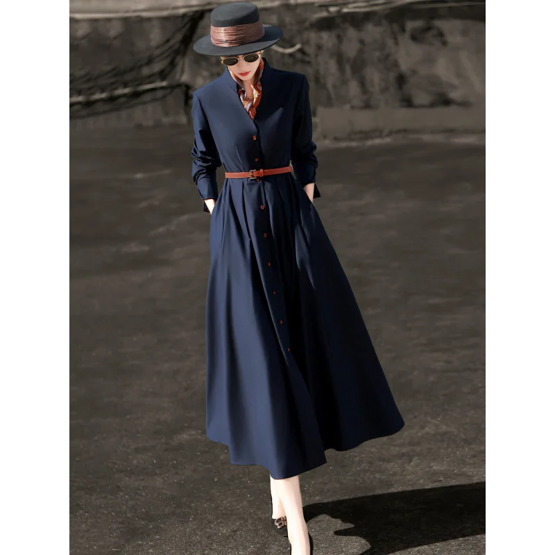 MEXCOCO 2026 New Spring Stand Split Collar Long Sleeve Single Breasted Leather Belt Waist Pleated A Line Maxi Shirt Dress
MEXCOCO 2026 New Spring Stand Split Collar Long Sleeve Single Breasted Leather Belt Waist Pleated A Line Maxi Shirt Dress