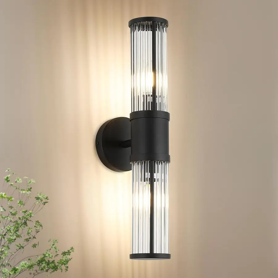 19.7 Modern Bathroom Wall Sconce Light Fixture, Black Glass Rod Vanity Light with E12 Base, Up or Down Mounting for Mirror Make
19.7 Modern Bathroom Wall Sconce Light Fixture, Black Glass Rod Vanity Light with E12 Base, Up or Down Mounting for Mirror Make