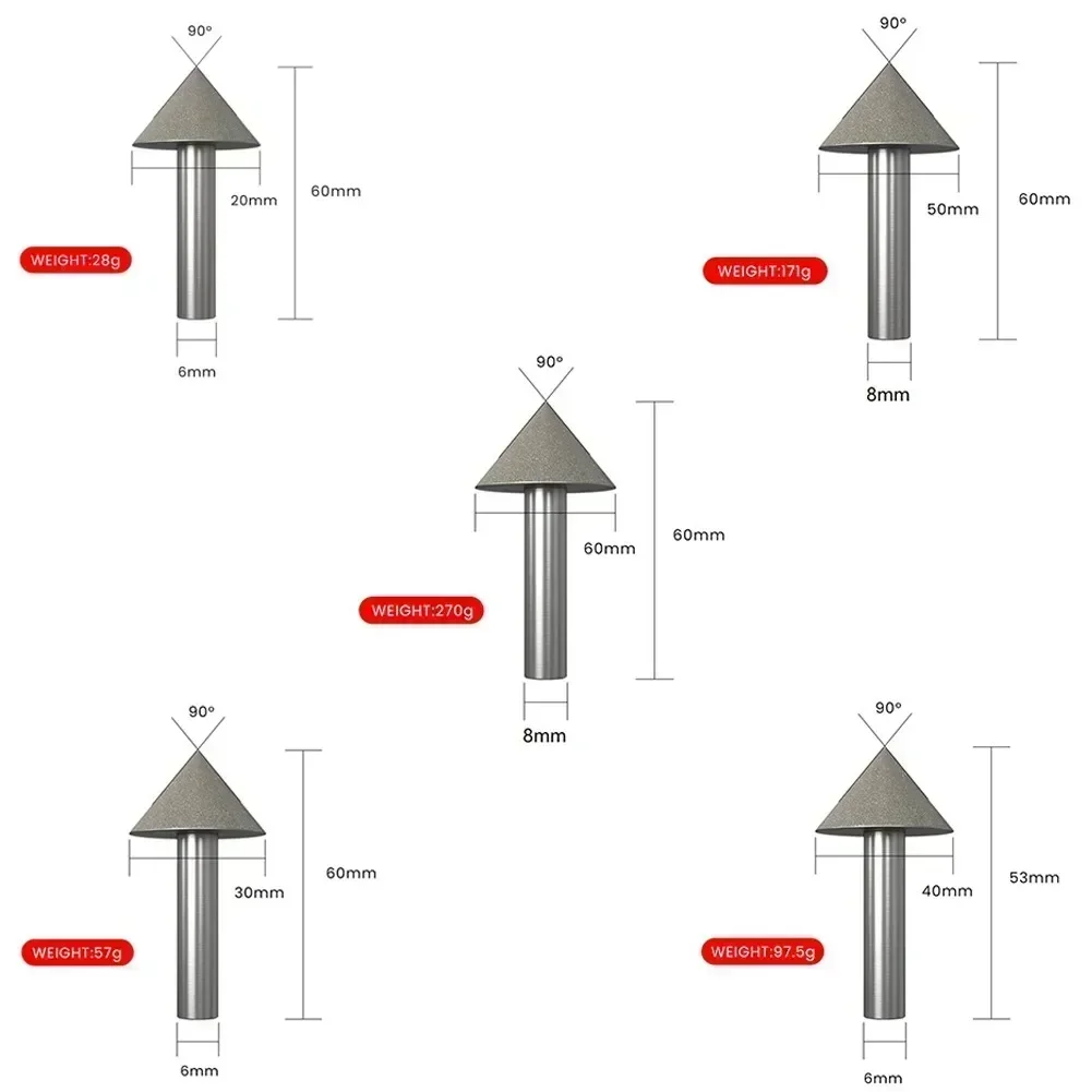 90 Degree Emery Countersink Chamfering Drill Bit Round Shank 20-60mm Vacuum Brazed Cone Grinding Head For Stone And Glass
90 Degree Emery Countersink Chamfering Drill Bit Round Shank 20-60mm Vacuum Brazed Cone Grinding Head For Stone And Glass