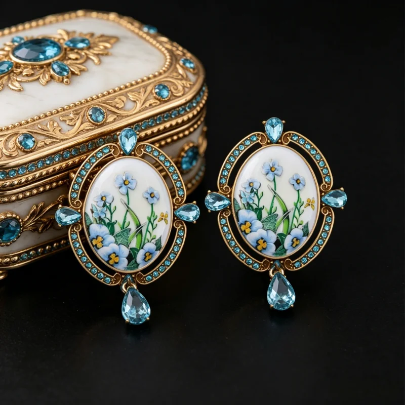 Vintage Flower Painted Crystal Stud Earrings Retro Court Light Luxury Diamond Encrusted Women Earrings
Vintage Flower Painted Crystal Stud Earrings Retro Court Light Luxury Diamond Encrusted Women Earrings