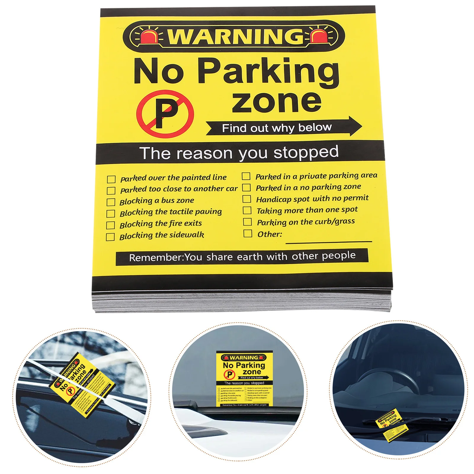 100Pcs Parking Violation Cards Humorous Funny Parking Notes Multi Reason Warning Signs for Cars Road Safety Car Warning Stickers
100Pcs Parking Violation Cards Humorous Funny Parking Notes Multi Reason Warning Signs for Cars Road Safety Car Warning Stickers