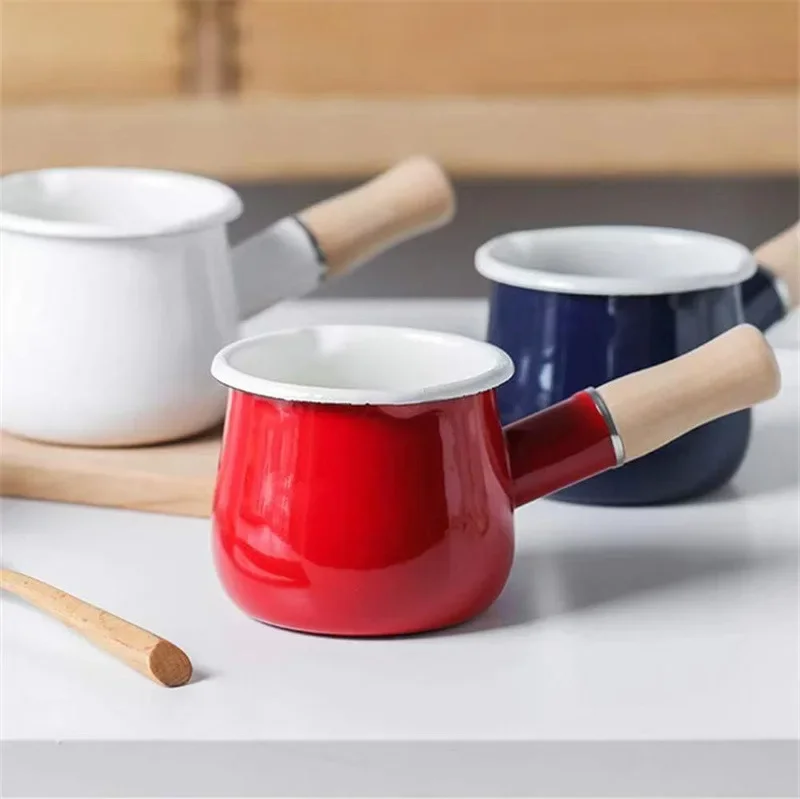Mini Enamel Milk Pot with Wooden Handle - for Butter, Baby Food, Coffee, Ideal for Baby Breakfast
Mini Enamel Milk Pot with Wooden Handle - for Butter, Baby Food, Coffee, Ideal for Baby Breakfast